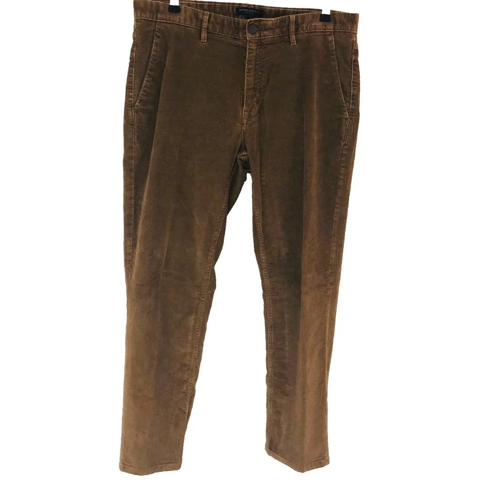 Banana Republic Mens Aiden Corduroy Pants 33 Size‎ 36 x 30 Brown Preppy Comfort